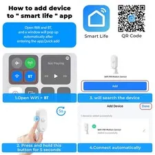 WiFi PIR Motion Sensor Wireless Alarm Infrared Detector With App Alerts