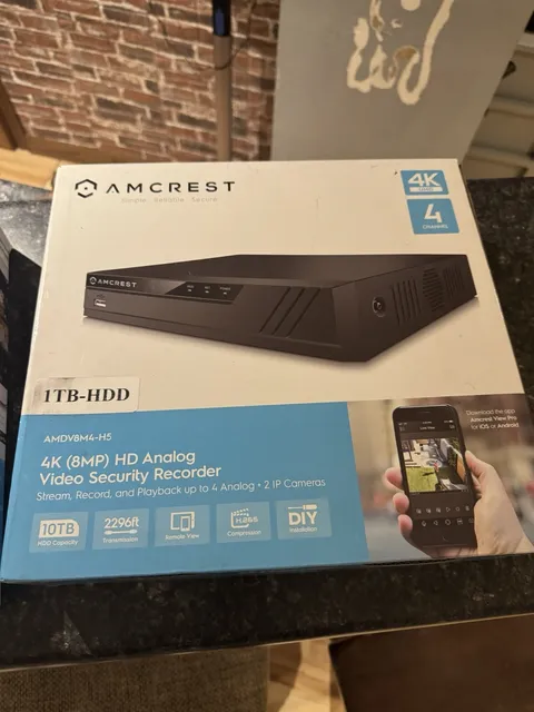 Amcrest AMDVM4-H5 4-Channel 4K/8MP H.265 DVR 1TB HDMI/VGA Ethernet