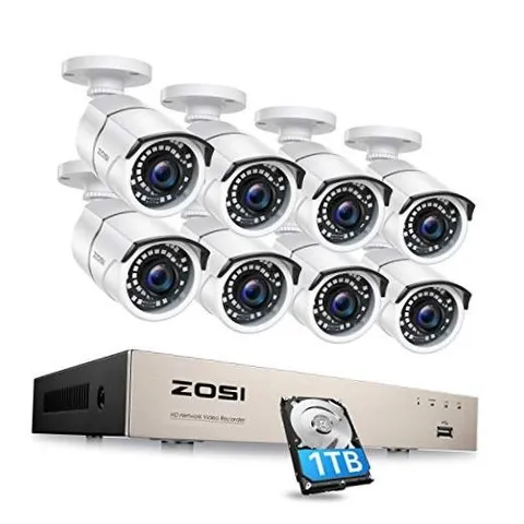 8CH PoE Home Security Cameras System with 1TB Hard Drive,H.265+ 5MP 8-Channel
