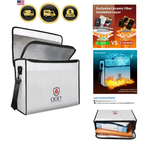 Fireproof Document Bag Fireproof Safe Box Waterproof Large Travel Security