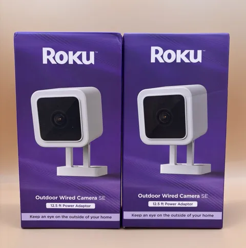 Roku Outdoor Wired Camera SE w/ 12.5ft Power Adapter Security Lot of 2