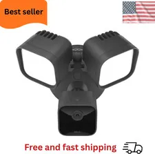 HD Wired Floodlight Security Camera 1 Pack 2600-Lumen Smart Cam Black Alexa