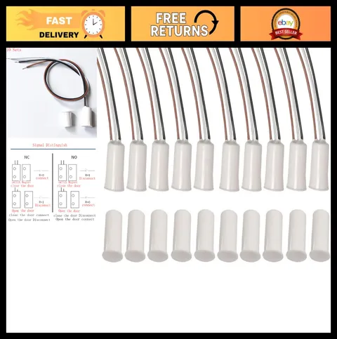 Recessed Magnetic Reed Switch NC/NO for Door Window Alarm - 10 Pack, White