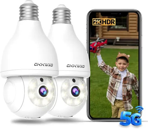 2K Light Bulb Security Camera, 5G/2.4G Wifi Wireless Camera,2 Pack | 360° Motion