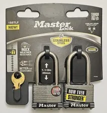 MASTER LOCK 1SSTLF MAX WEATHER RESISTANCE OUTDOOR PADLOCK WITH KEYS  2-PACK