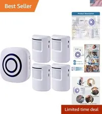 Long Range Motion Sensor Alarm with 4 Sensors & LED Alerts – Protect Your Home