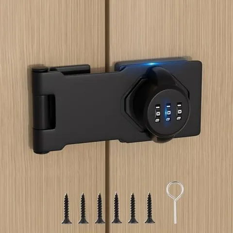Closet Locks for Double Doors - Keyless Cabinet Lock with Code - 3 Black 1 Pack