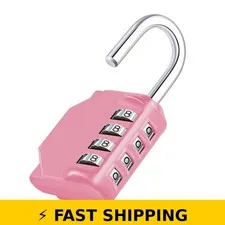 ZHEGE 4 Digit Combination Padlock - Pink Gym Locker Lock