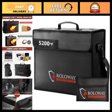 Large Fireproof Document Bag 5200℉ Heat Resistant, Cash & Document Safe 17"x12
