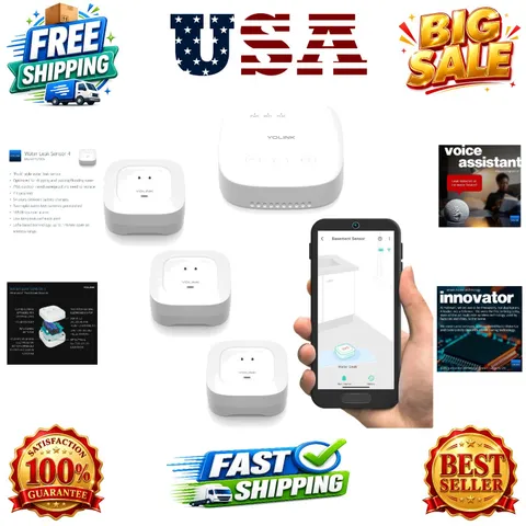 Smart Home Starter Kit: SpeakerHub & Water Leak Sensor 4 with 105dB Audio Ala...