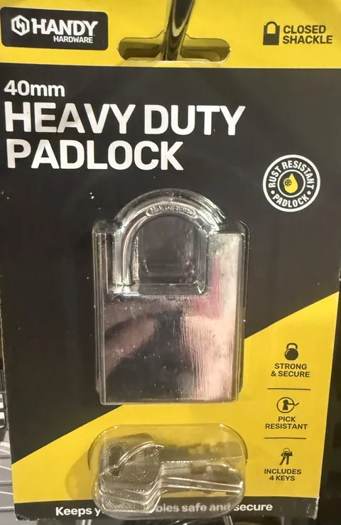 HEAVY DUTY PADLOCK 40mm KEY PADLOCKS BY HANDY HARDWARE PICK RESISTANT NEW AUS