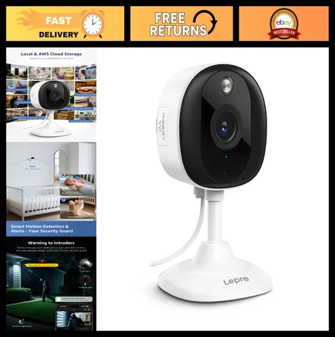 2K Security Camera for Indoor & Outdoor Use, Baby & Pet Monitoring, Night Vision