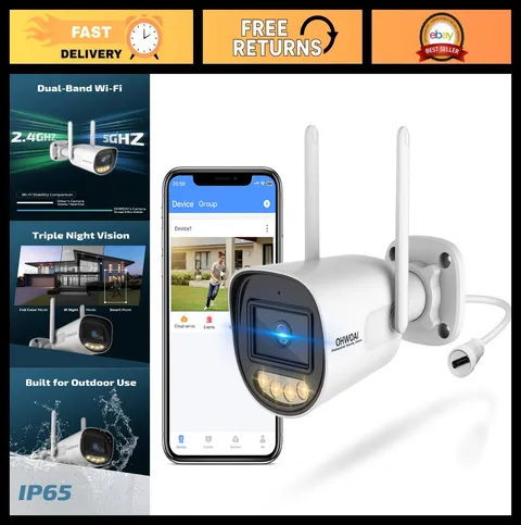 Dual Band WiFi IP65 Waterproof Wireless Outdoor Security Camera - Home Video Sur