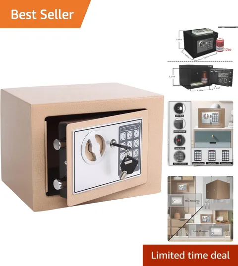 Compact Electronic Lock Box for Jewelry and Cash - 9.05" W x 6.69" D x 6.69" H
