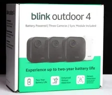 NEW BLINK OUTDOOR 4 WIRELESS SECURITY 3 CAMERA + SYNC MODULE SYSTEM