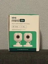 Blink Mini 2K+ Newest Model 2-Camera Kit White Plug-In Indoor Security Camera