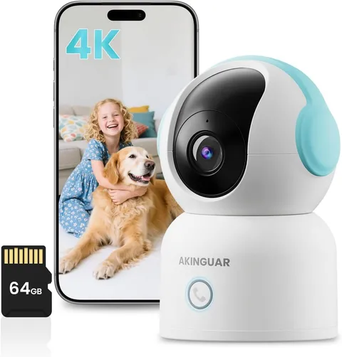 4K Indoor Security Camera, 360°PT Pet/Dog/Baby Camera with Phone App, 2.4G/5G...