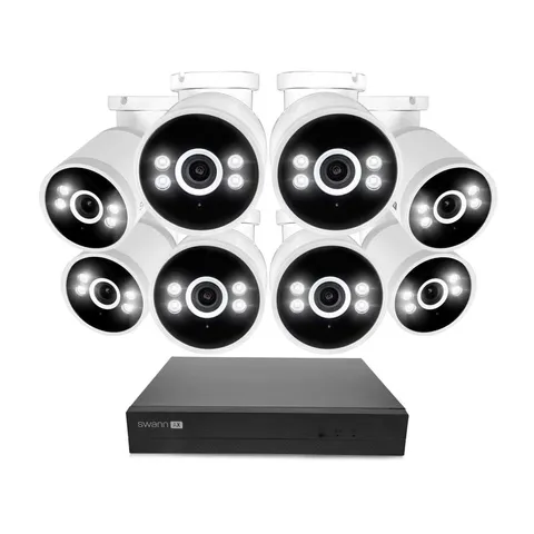 Swann AdvancedX Wired NVR 4K Security Camera System, 8 8 Cameras, White