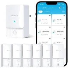Smart Water Leak Detector 2 6 Pack WiFi Sensor Ultra-Long Range Alarm