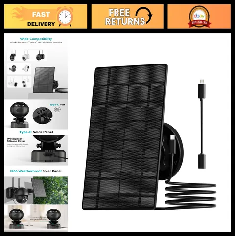 3W Solar Panel for Wireless Outdoor Security Camera, IP66 Waterproof, 10ft Type