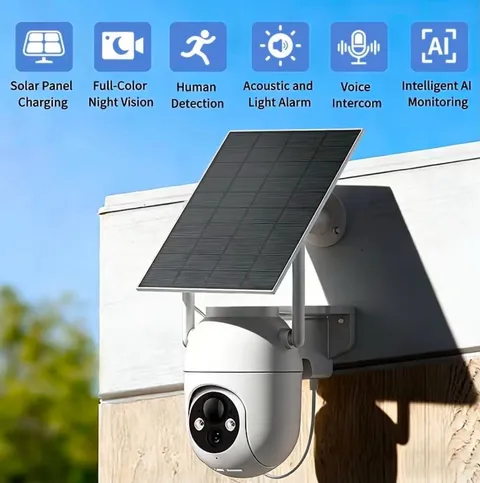1080P Solar Outdoor WiFi Security Camera PTZ 355° Alexa Google Home Compatible