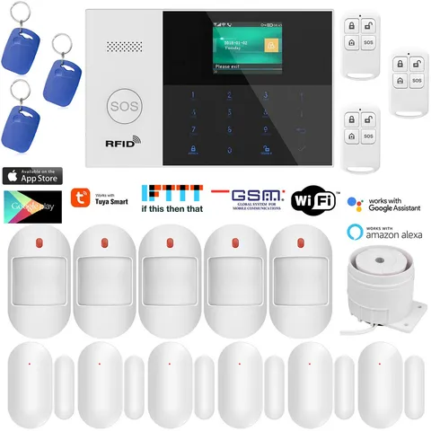IP WiFi Cloud APP GSM Tuya Wireless Home Security Alarm Burglar System+RFID