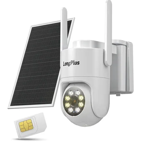 LongPlus 4G LTE Cellular Security Camera Outdoor, AOV Solar Powered No WiFi