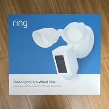 Ring Floodlight Cam Wired Plus White 1080p Outdoor, Color Night, 2-Way