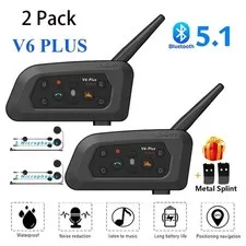V6 plus Motorcycle Helmet Bluetooth Headset Intercom 1200M Interphone Waterproof