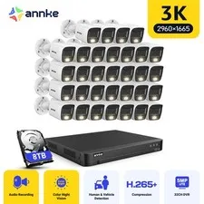 ANNKE 32CH 3K Lite DVR 5MP AI Color Night Security Camera System Audio Recording