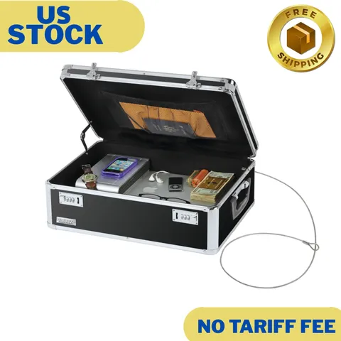 Black Locking Storage Chest with Combination Locks for Dorms