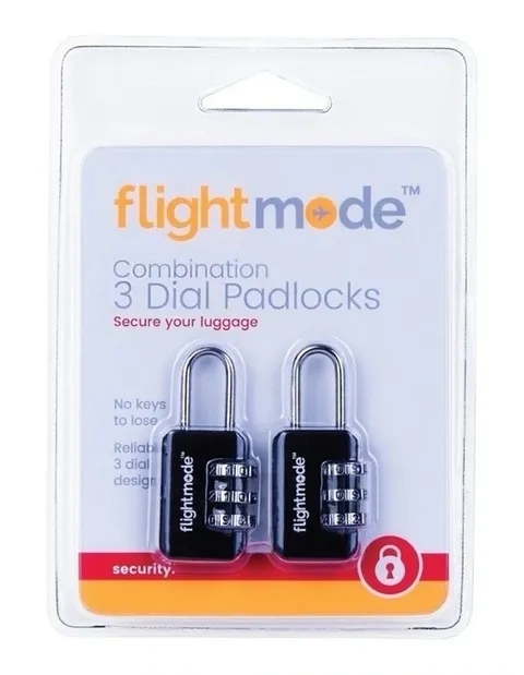 Flightmode 3 Dial Combination Padlock Travel Bag accessories 2Pcs Set