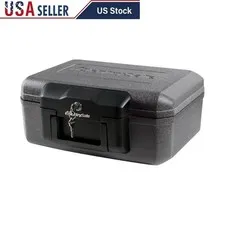 Fireproof Safe Box Key Lock Document Storage Portable Fire Resistant 0.18 Cu Ft