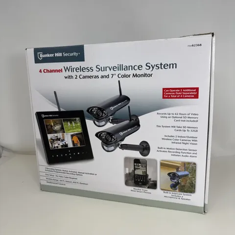 Bunker Hill Security 62368 Wireless Surveillance System 2 Camera + Monitor NEW