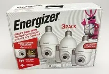 Energizer Smart 56Hz Wifi Indoor/Outdoor Socket Camera w Motion Tracking 3-Pack