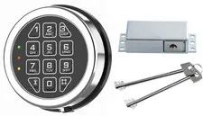 Gun Safe lock Replacement Chrome Keypad Lock Solenoid Lock With 2 Override Keys