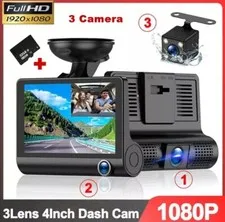1080P Car Dual Lens Dash Cam HD Front/Rear/Inside Video Recorder Camera G-Sensor