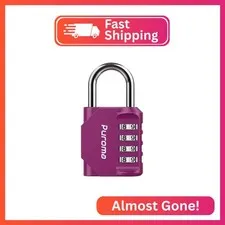 Puroma 1 Pack Combination Lock Locker 4 Digits Combo Padlock Gym Red-Violet