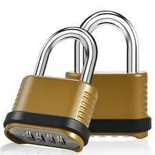 2 Pack 4-Digit Heavy Duty Combination Locks, Short Shackle Zinc Alloy