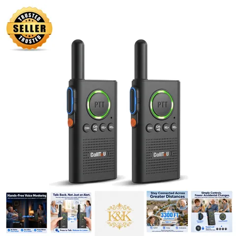 Hands-Free Voice-Activated Intercom for Seniors, Keypad Lock, Black - 2-Pack