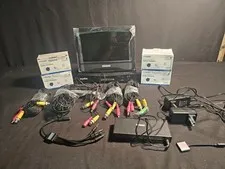 Used 4pc Security Camera Set System Zmodo Cameras Sannce Screen Monitor Untested