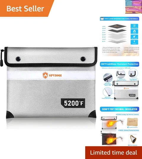 Upgraded Fireproof Document Bag 5200°F, 14.2” X 11” Waterproof Fireproof Bags...