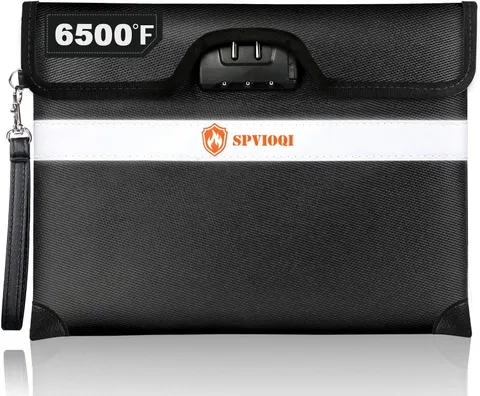 6500°F Upgraded Fireproof Document Bag with Lock, Fire Proof Money Bag for Cash