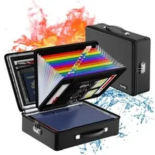 Fireproof Document Box with Fireproof Zipper, Hard Fireproof Safe Case with L...