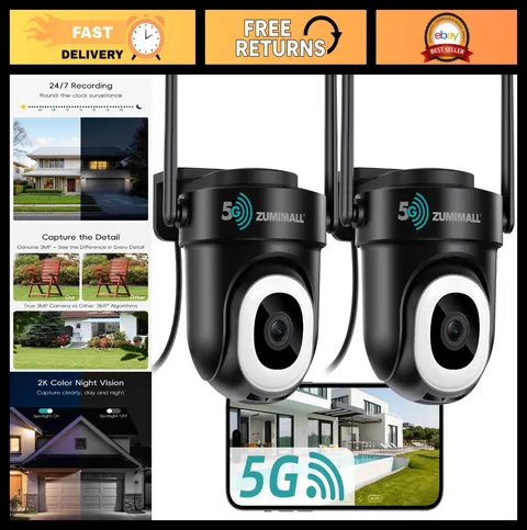 2-Pack 2K Wired Outdoor Security Camera, 3MP, AI Motion Detection, 24/7 Recordin