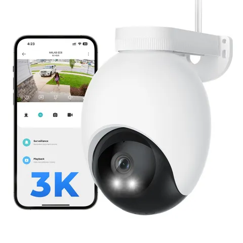 3K Outdoor Security Camera with Spotlight, 360° Rotation, Auto-Tracking, WiFi, 2