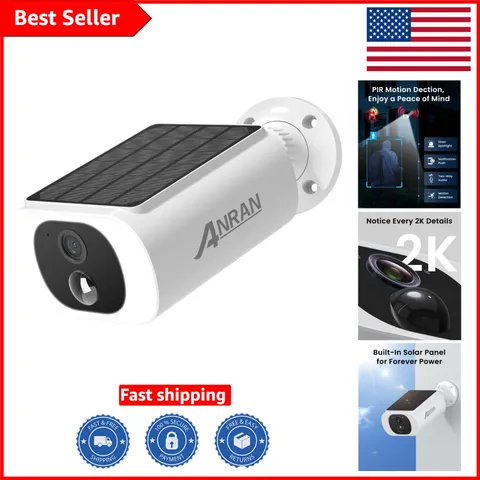 2K Solar Outdoor Camera with Night Vision, Easy Installation & No Fees