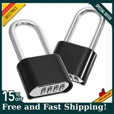2 Pack 4 Digit Heavy Duty Combination Lock, Long Waterproof Shackle Padlock