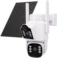 Solar Security Camera, Dual Lens, Battery Powered, 2.4/5Ghz Wifi | See Two Areas