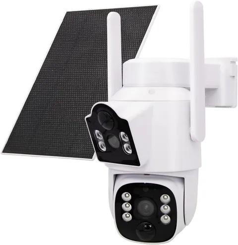Solar Security Camera, Dual Lens, Battery Powered, 2.4/5Ghz Wifi | See Two Areas